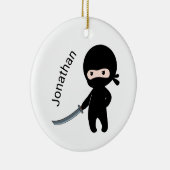 Tiny Angry Ninja, aangepaste naam Keramisch Ornament (Rechts)