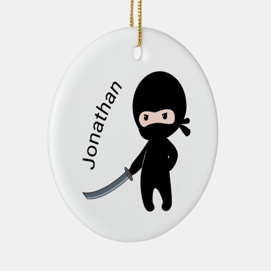Tiny Angry Ninja, aangepaste naam Keramisch Ornament (Rechts)