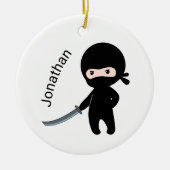 Tiny Angry Ninja, aangepaste naam Keramisch Ornament (Voorkant)