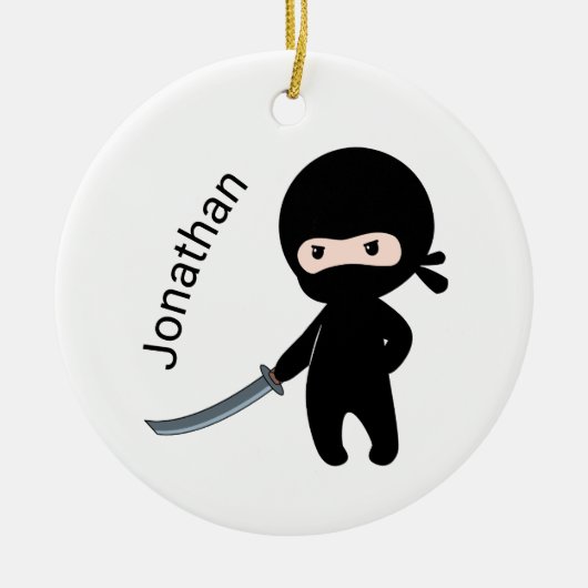 Tiny Angry Ninja, aangepaste naam Keramisch Ornament (Voorkant)