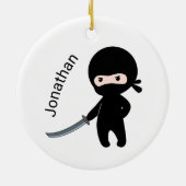 Tiny Angry Ninja, aangepaste naam Keramisch Ornament (Achterkant)