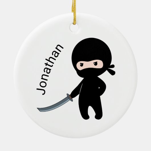 Tiny Angry Ninja, aangepaste naam Keramisch Ornament (Achterkant)