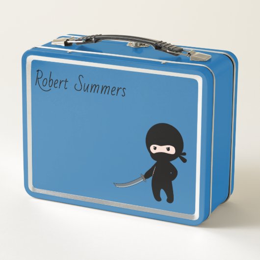 Tiny Angry Ninja Aangepaste naam op blauw (Achterkant)