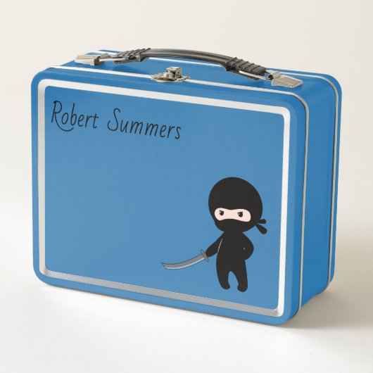 Tiny Angry Ninja Aangepaste naam op blauw (Voorkant)