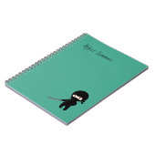 Tiny Angry Ninja Aangepaste naam op donkergroen Notitieboek (Linkerzijde)