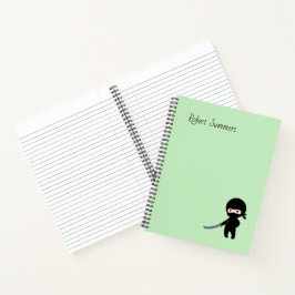 Tiny Angry Ninja Custom Name on Green Notitieboek