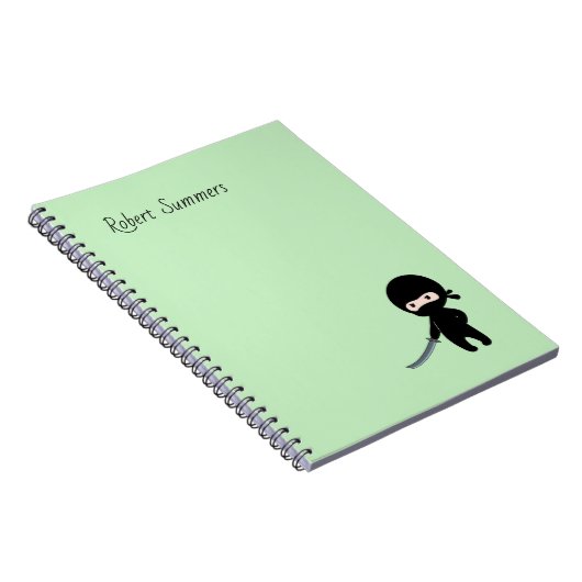 Tiny Angry Ninja Custom Name on Green Notitieboek (Rechterzijde)