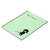 Tiny Angry Ninja Custom Name on Green Notitieboek (Linkerzijde)