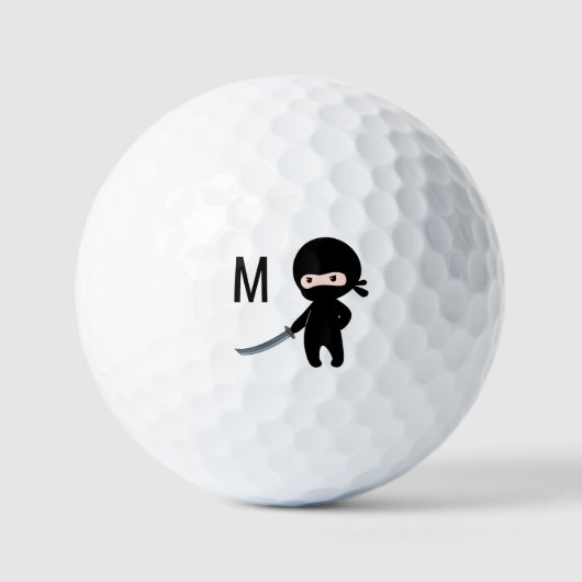 Tiny Angry Ninja Monogram Initiaal Golfballen (Voorkant)