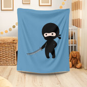 Tiny Angry Ninja op blauw Fleece Deken