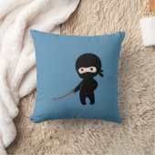 Tiny Angry Ninja op blauw Kussen (Deken)