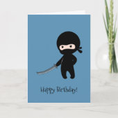 Tiny Angry Ninja op blauwe verjaardag Kaart (Voorkant)