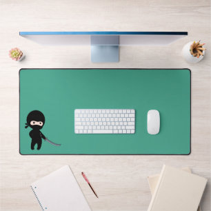 Tiny Angry Ninja op Donkergroen Bureaumat