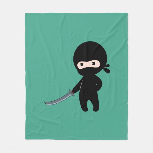 Tiny Angry Ninja op Donkergroen Fleece Deken (Voorkant)