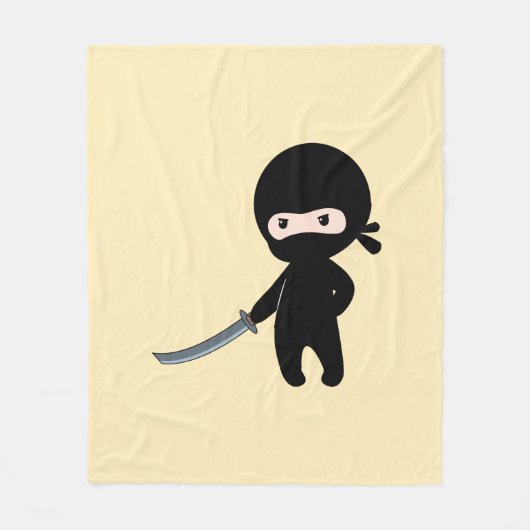 Tiny Angry Ninja op Geel Fleece Deken (Voorkant)