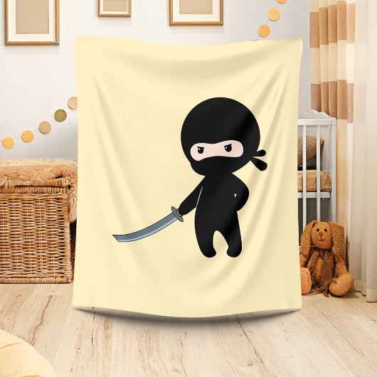 Tiny Angry Ninja op Geel Fleece Deken