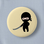 Tiny Angry Ninja op Geel Ronde Button 5,7 Cm