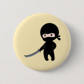 Tiny Angry Ninja op Geel Ronde Button 5,7 Cm (Voorkant)