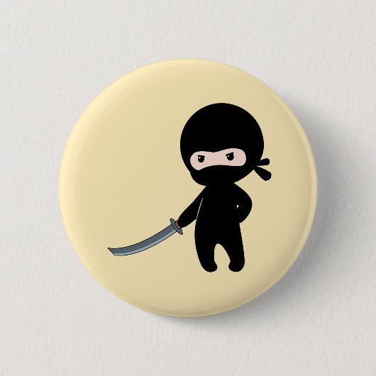 Tiny Angry Ninja op Geel Ronde Button 5,7 Cm (Voorkant)