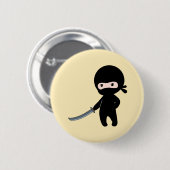 Tiny Angry Ninja op Geel Ronde Button 5,7 Cm (Voorkant /achterkant)