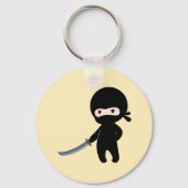 Tiny Angry Ninja op Geel Sleutelhanger (Voorkant)