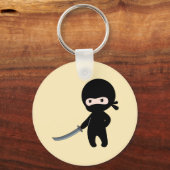 Tiny Angry Ninja op Geel Sleutelhanger (Voorkant)
