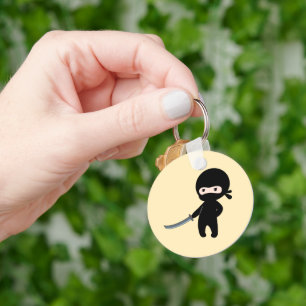 Tiny Angry Ninja op Geel Sleutelhanger