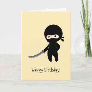 Tiny Angry Ninja op Gele Verjaardag Kaart