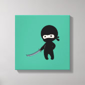 Tiny Angry Ninja over Green Canvas Afdruk (Voorkant)