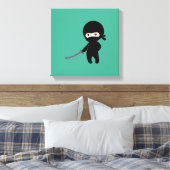Tiny Angry Ninja over Green Canvas Afdruk (Insitu (Slaapkamer))