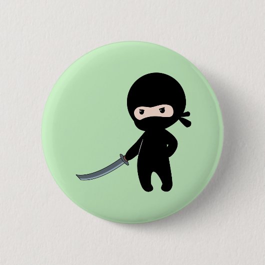 Tiny Angry Ninja over Green Ronde Button 5,7 Cm (Voorkant)