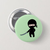 Tiny Angry Ninja over Green Ronde Button 5,7 Cm (Voorkant /achterkant)