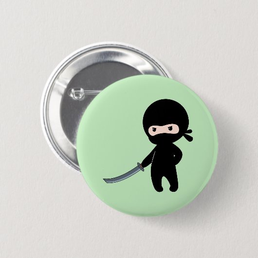 Tiny Angry Ninja over Green Ronde Button 5,7 Cm (Voorkant /achterkant)