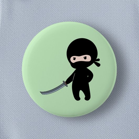 Tiny Angry Ninja over Green Ronde Button 5,7 Cm