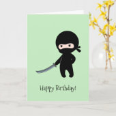 Tiny Angry Ninja over Groene Dag Kaart (Gele Bloem)