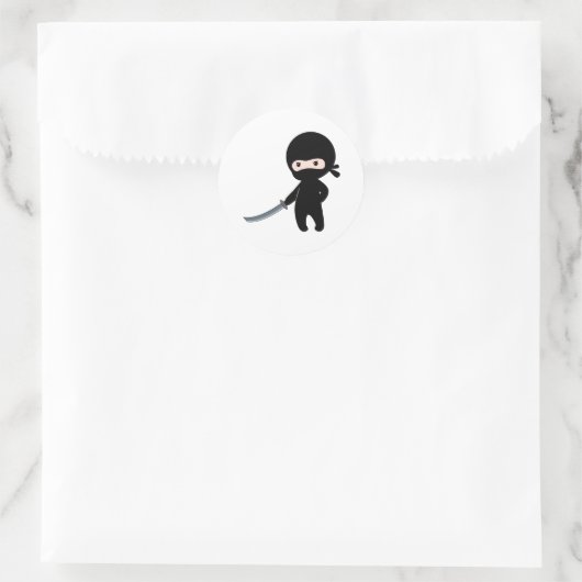 Tiny Angry Ninja Ronde Sticker (Tas)
