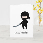 Tiny Angry Ninja Verjaardag Kaart (Gele Bloem)