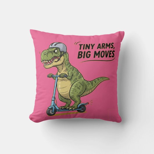Tiny Arms. Grote energie. Dino op wielen! Kussen (Voorkant)