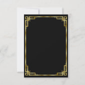 Tiny Art Deco Black en Gold Wedding Invitations Kaart (Achterkant)