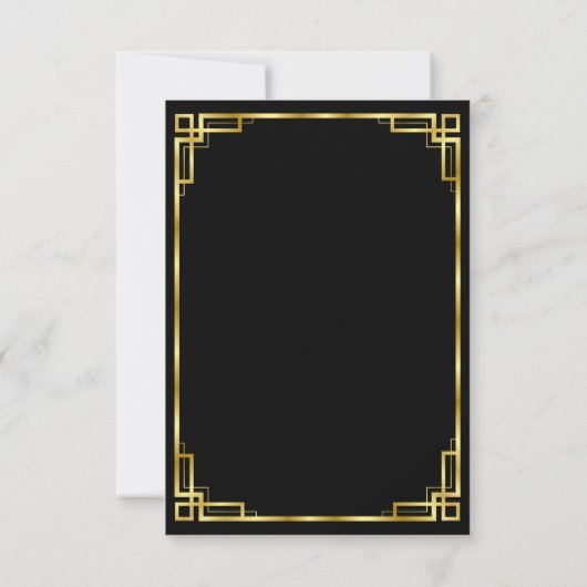 Tiny Art Deco Black en Gold Wedding Invitations Kaart (Achterkant)