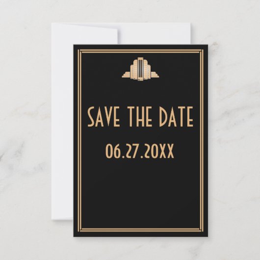 Tiny Art Deco Great Gatsby Wedding Save the Date Kaart (Voorkant)