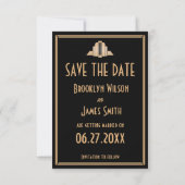 Tiny Art Deco Great Gatsby Wedding Save the Date Kaart (Achterkant)