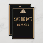 Tiny Art Deco Great Gatsby Wedding Save the Date Kaart (Voorkant / Achterkant)