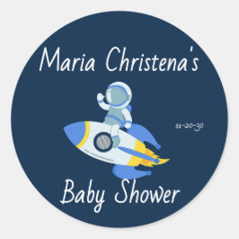 Tiny Astronaut Raketlancering Baby Shower Sticker