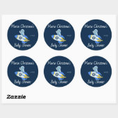 Tiny Astronaut Raketlancering Baby Shower Sticker (Vel)