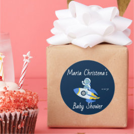 Tiny Astronaut Raketlancering Baby Shower Sticker