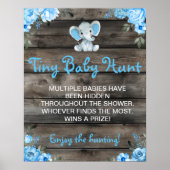 Tiny Baby Hunt Jongen Olifant Baby shower Spel Poster (Voorkant)
