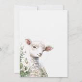 Tiny Baby Lamb en Eucalyptus doop Uitnodiging (Achterkant)