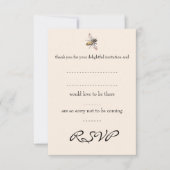 Tiny Bee Wedding Reply Card RSVP Kaartje (Voorkant)