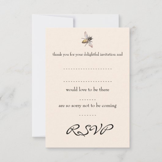 Tiny Bee Wedding Reply Card RSVP Kaartje (Voorkant)